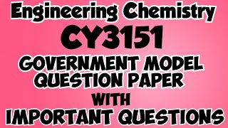 CY3151Engineering Chemistry Important Questions1st semesterChemistryUnit wise important question [upl. by Davis]