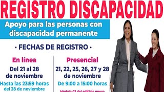 🌟DISCAPACIDAD INICIA REGISTRO CÓMO CUÁNDO DÓNDE NOVIEMBRE 2024 🎉 [upl. by Ydnamron]