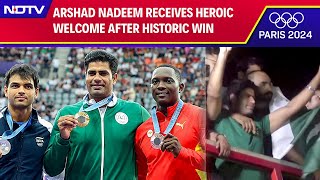 Arshad Nadeem  Pakistan Arshad Nadeem Receives Heroic Welcome As He Brings Olympic Gold Medal Home [upl. by Danny]