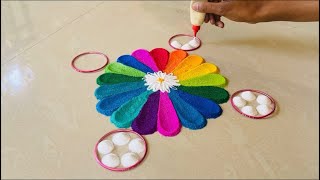 Diwali Rangoli Designs with Tricks  Navratri Rangoli  Diwali Rangoli  Festival Rangoli [upl. by Jemy]