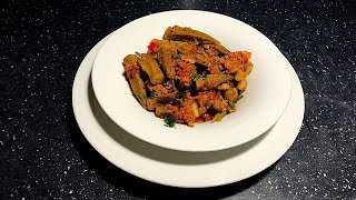 Bamje në Tavë me Mish të Grirë  OKRA with MINCED MEAT [upl. by Draw]