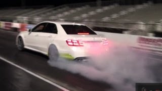 2012 Mercedes E63 BiTurbo  Tune Only  Drag Race Video  1116  12745 mph 205 kmh Road Test® [upl. by Aerbua]