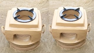 How to make mini clay stove at home । Mini chulha making। Primitive Technology chulha design viral [upl. by Davita]