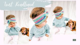 EASY CROCHET TWIST HEADBAND RAINBOW YARN For babies 0  24 Months and Up  CROCHET FOR BEGINNERS [upl. by Katherina]