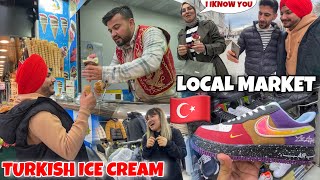 Turkish Ice Cream Tricks 😱🇹🇷 Istanbul Local Market Shopping [upl. by Azilanna]