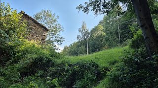 First day at my stone cabin in the Alps of Italy Clearing and uncovering [upl. by Amero]