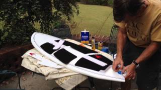 How to remove and apply traction pad surf wakesurf board [upl. by Merv]