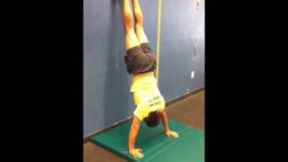 Negative Handstand Pushups facing the wall [upl. by Kayley]