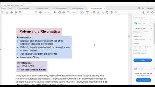 Plab 1 Lectures Rheumatology Part 3 PolymyositisPolymylgia RheumticaGiant Cell Arteritis [upl. by Hanej]