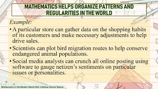 Mathematics helps organize patterns and regularities in the world [upl. by Coreen671]