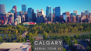 Downtown Calgary  4K AERIAL DRONE SKYLINE TOUR [upl. by Ditzel629]