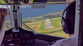 Flying in a quotTwin Otterquot De Havilland Canada DHC6300 over the see • COCKPIT VIEW • Isles of Scilly [upl. by Vinn91]