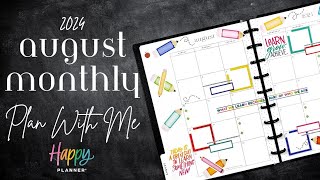 Happy Planner Monthly Plan With Me  Planner Tips amp Back To School Planner Spread Idea  August 2024 [upl. by Ahsets]