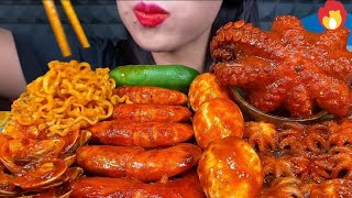 Spicy Prawns Noodles Eggs Curry Octopus Snailkoreanfood asmrvideo eatingshow [upl. by Eyoj]