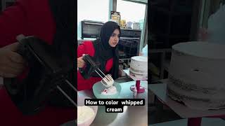 How to colour a whipping cream  whipping cream hacks  simple cream cake recipe [upl. by Ynes652]