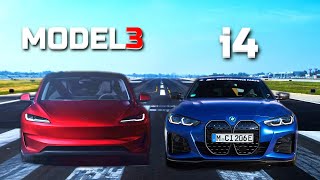 2024 Tesla Model 3 vs BMW i4  Battle of the Electric Sedans [upl. by Onofredo]