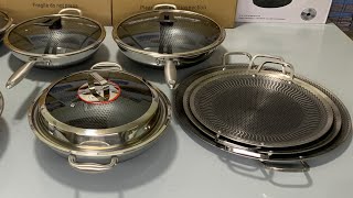 Laser Coating Deep Frying Handi Frying Pan and Tawa  Kitchenware Unboxing and Review kitchenware [upl. by Huttan]