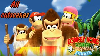 Donkey Kong Country Tropical Freeze  All Cutscenes [upl. by Crystie73]