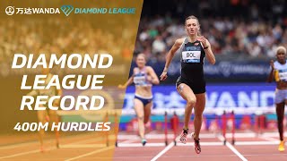 Femke Bol runs thirdfastest 400m hurdles time ever in London  Wanda Diamond League 2023 [upl. by Amehsat]