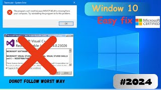 Fix MSVCP140dll Missing or Not Found In Windows 111087  2024 Updated Microsoft approved [upl. by Pacheco]