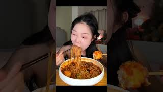 Eating spicy 🥵🔥 Ramen 🍜 with Korean hot dog ASMR Mukbang [upl. by Soilisav]