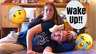 GETTING HIT IN THE HEAD Then PASSING OUT PRANK ON GIRLFRIEND [upl. by Abehs815]