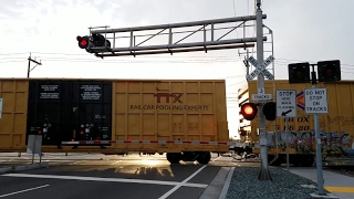 Meadowview Road Railroad Crossing Rerouted UP 7878 Manifest North and Light Rail Sacramento CA [upl. by Ylsel384]