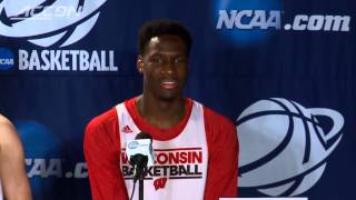 Wisconsin Basketball Player Has Embarrassing Moment at Press Conference [upl. by Nickolaus]