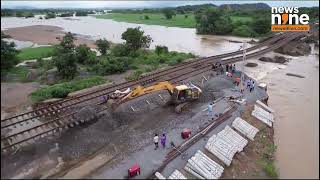 Vijayawada Floods Drone Footage Reveals Flood Devastation  Railway Tracks Damaged  News9 [upl. by Biel333]