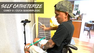 Quadriplegic Empties Bladder  C5C6 SelfCatheterization [upl. by Humph]