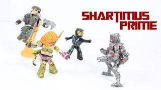 Age of Ultron Marvel Minimates 4 Pack Ultron Nick Fury Angela Iron Man Figure Review [upl. by Yretsym]