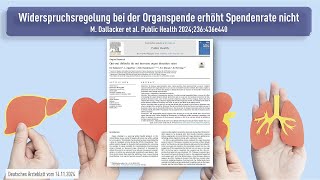 Widerspruchsregelung bei der Organspende erhöht Spendenrate nicht [upl. by Tsiuqram]