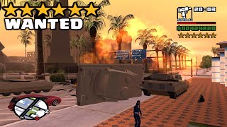 ⭐⭐⭐⭐⭐⭐SIX STARS WANTED LEVEL IN TANK ON HIGHWAY  HOW TO GET 6 STAR WANTED IN GTA SAN ANDREAS [upl. by Ellehcam20]