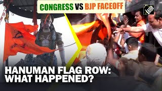 Congress vs BJP faceoff over removal of Hanuman Flag in Karnataka’s Mandya Sec 144 imposed [upl. by Edasalof]