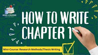 How to Write Chapter 1 of a Thesis The Problem and Its Setting [upl. by Teuton678]