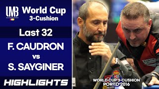 Porto World Cup 3Cushion 2016 Last 32  Semih SAYGINER TUR vs Frederic CAUDRON BEL HL [upl. by Nyrol]