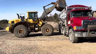 Loading and weighing stone slinger truck with clear stone gravel [upl. by Philemon]