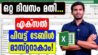 PivotTable for beginners  Excel Malayalam Tutorial [upl. by Arikaahs685]