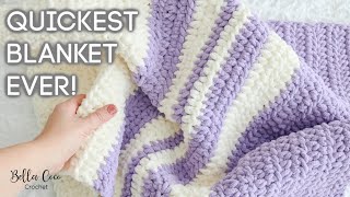 HOW TO CROCHET A FAST AND EASY BLANKET  BEGINNER FRIENDLY  MAKE IN 3 HOURS  Bella Coco Crochet [upl. by Damek]