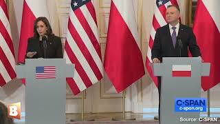 quotCackling Kamalaquot Harris Laughs Awkwardly During Press Conference with Polish President [upl. by Charbonneau]