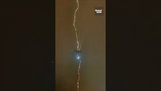 Lightning hits plane leaving BC airport ✈️⚡️ LightningStrike [upl. by Green]