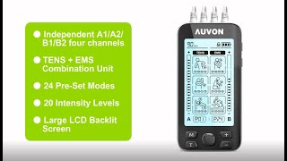 How to use AUVON 4 Outputs TENS Unit EMS Muscle Stimulator Machine 24 Modes [upl. by Nhaj]