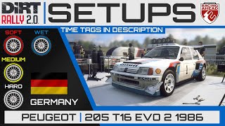 DiRT Rally 20 SETUPS  Peugeot 205 T16 1986  Germany [upl. by Hcirteid648]