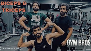 Biceps amp triceps workout 🔥 gym bros 💀  Akashgill444vlogs [upl. by Nospmis720]