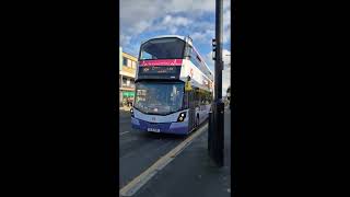 Arriving at Bingley with a B5 is First Bradford Wright Streetdeck 35222 [upl. by Fredra]