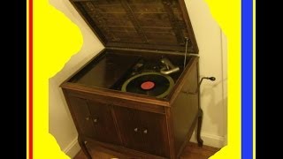 ANTIQUE hand crank phonograph record player victrola victor talking machine [upl. by Larual]