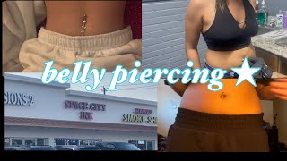 FINALLY repiercing my belly piercing 😌🙏🏽 piercing vlog [upl. by Notsgnal]