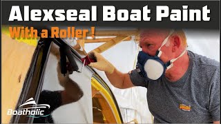 PAINTING our BOAT with ALEXSEAL using a ROLLER  EP74 [upl. by Ahcim]