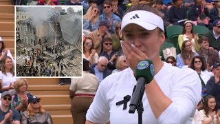 Elina Svitolina breaks down in tears at Wimbledon after children hospital attack kills 19 [upl. by Bonnell]