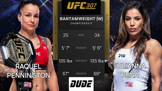 RAQUEL PENNINGTON vs JULIANNA PEÑA  UFC 307  AI Prediction  Full Fight [upl. by Ahsemot]